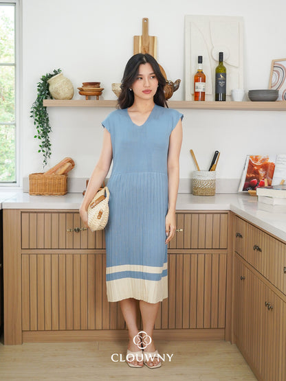 Malaya Vneck Knit Dress - Blue