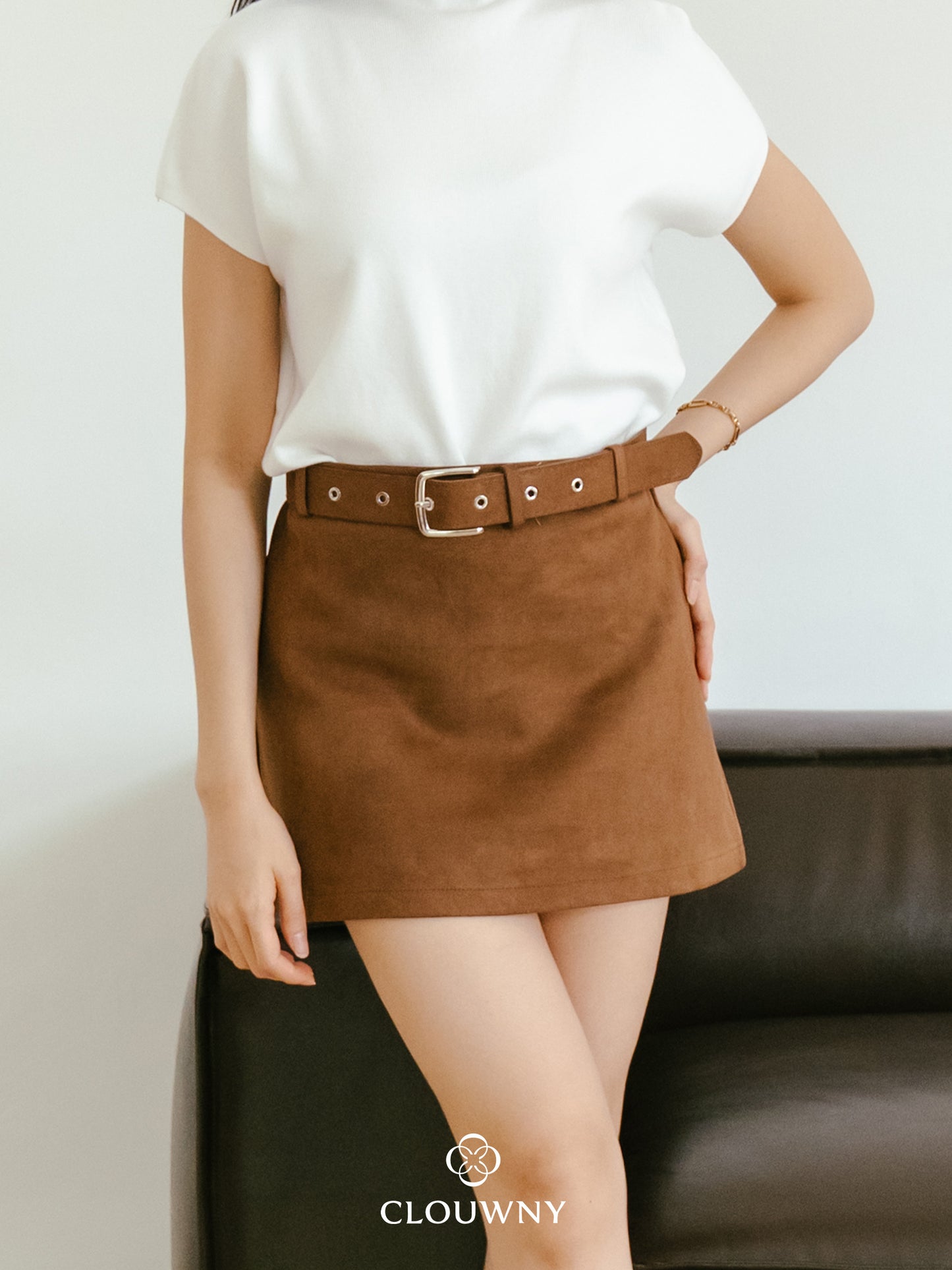 Paula Suede Mini Skort - Mocca