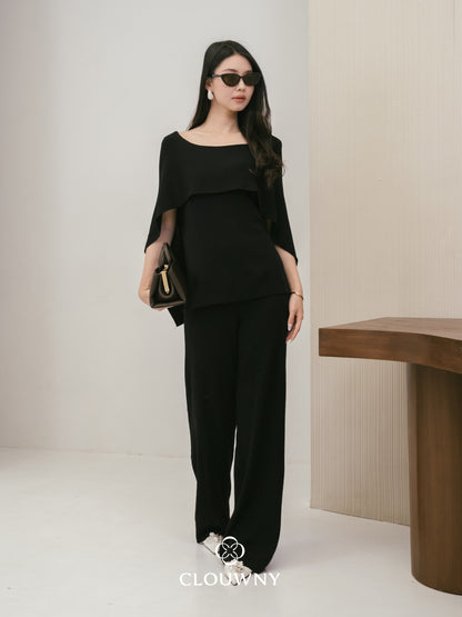 Viona Cape Knit Set - Black