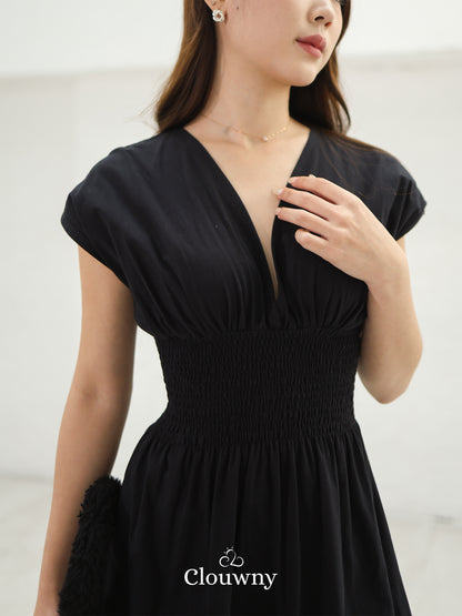 Orin Rubber Vneck Dress - Black