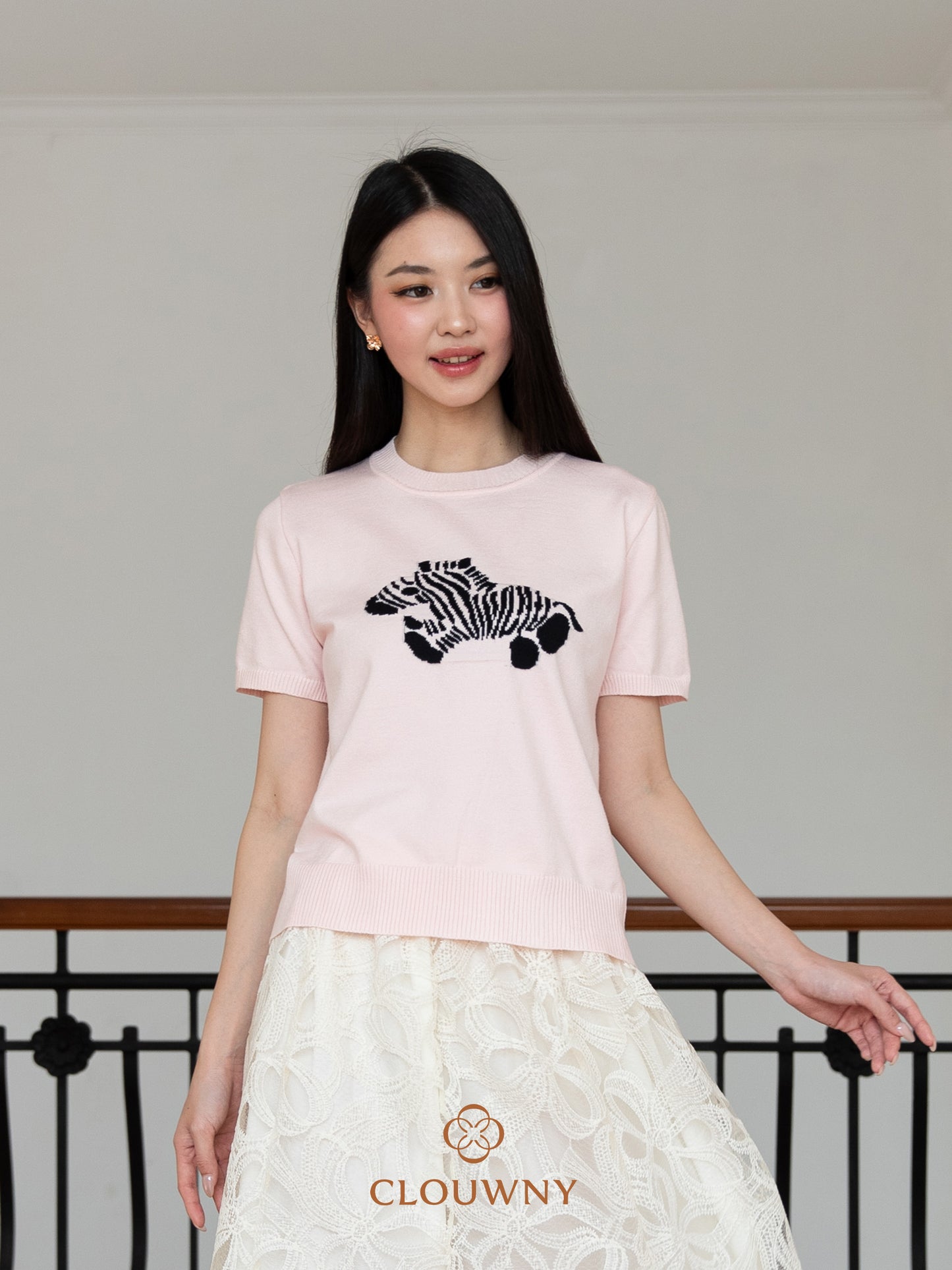 Zebra Knit Top - Pink