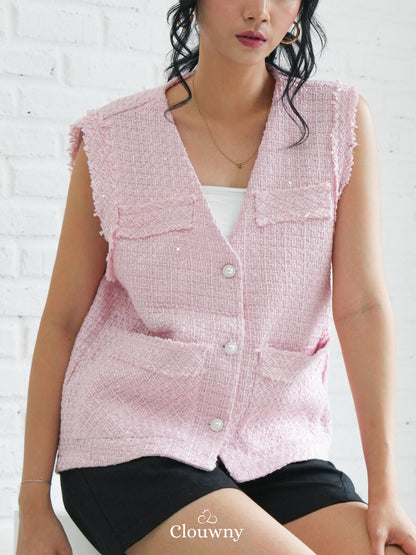 Nada Tweed Vest - Pink