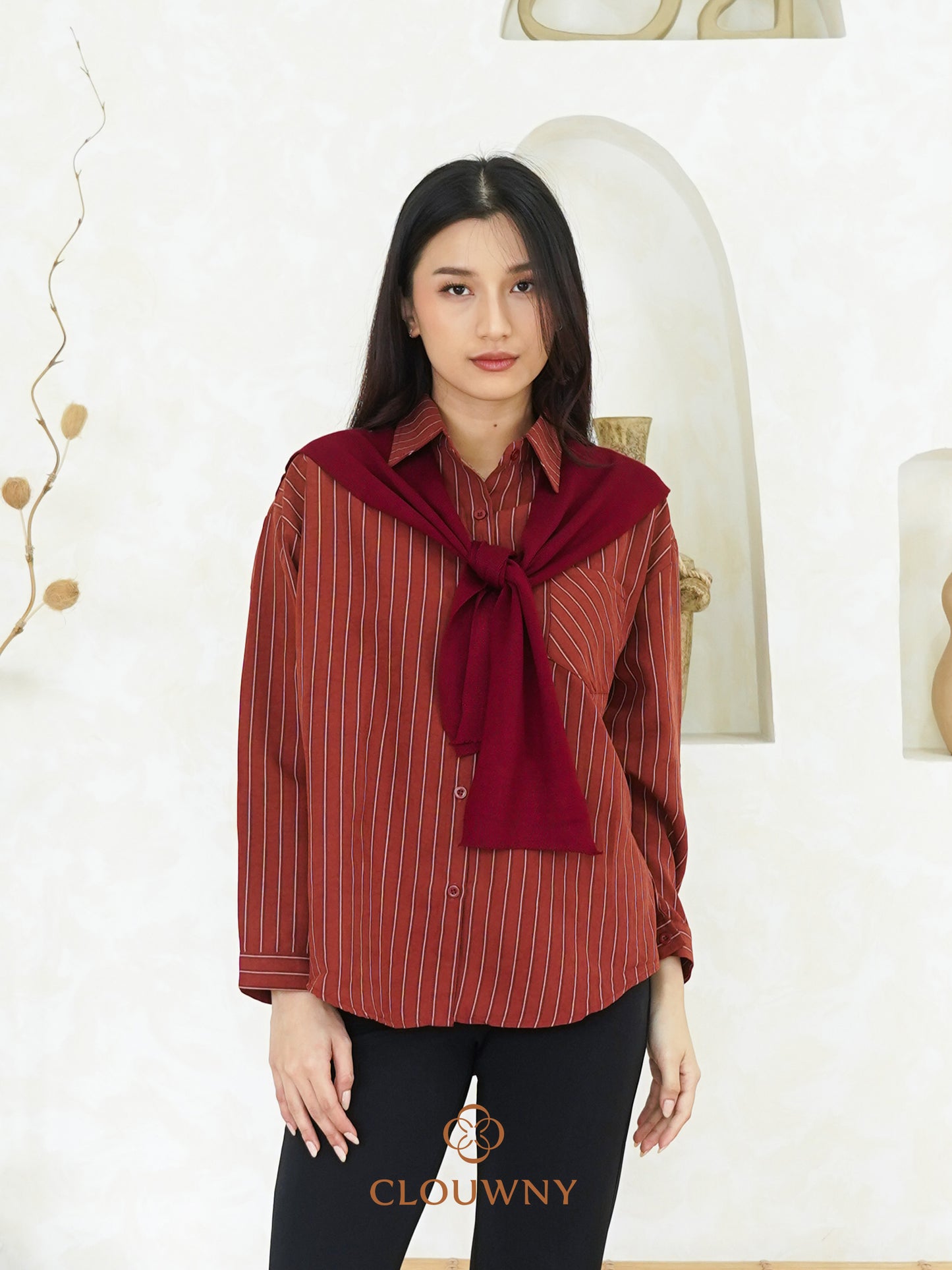 Candela Stripes Scarf - Maroon