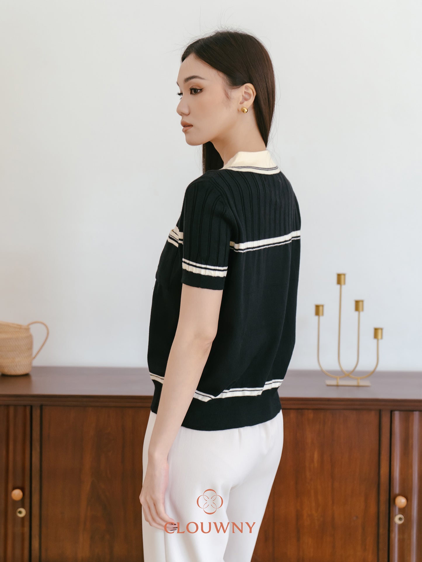 Lanna Zipper Knit Top - Black