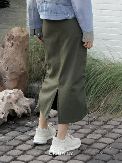 Dex Cargo Denim Skirt - Army