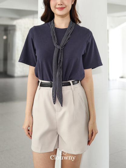 Lucas Scarf Knit Top - Navy