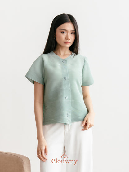 Arya Basic Pleats Top - Sage Green