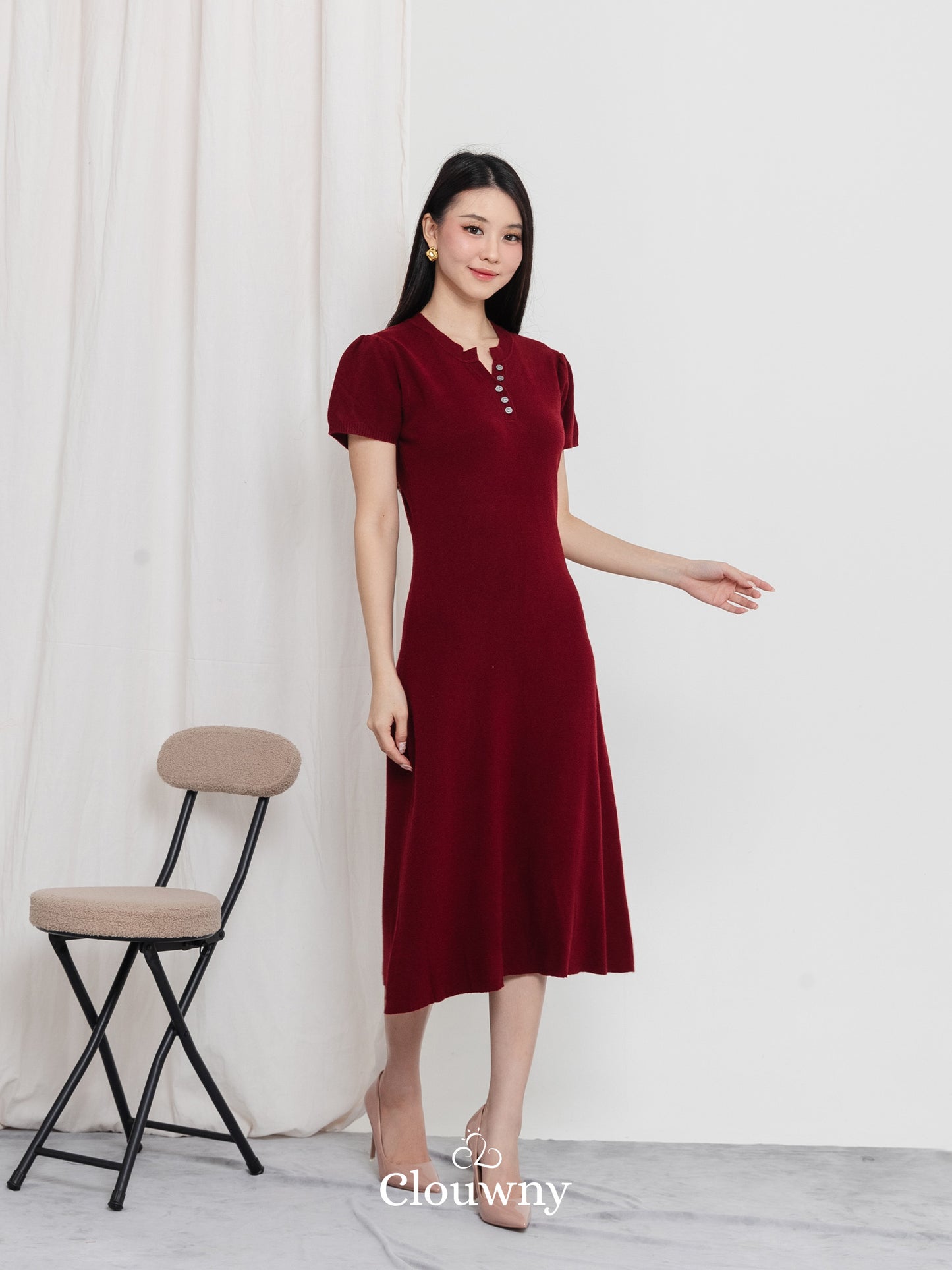 Konsta Knit Dress - Maroon