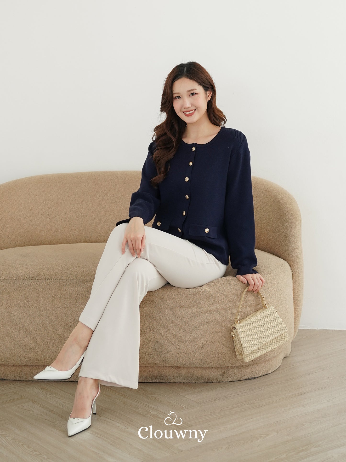 Luxen Button Cardigan - Navy