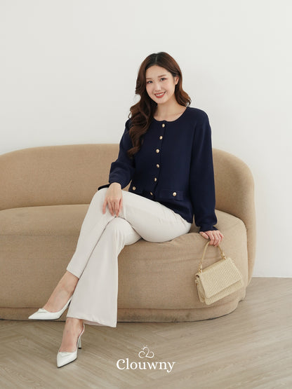 Luxen Button Cardigan - Navy