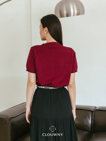 Rizel Double Button Top - Maroon