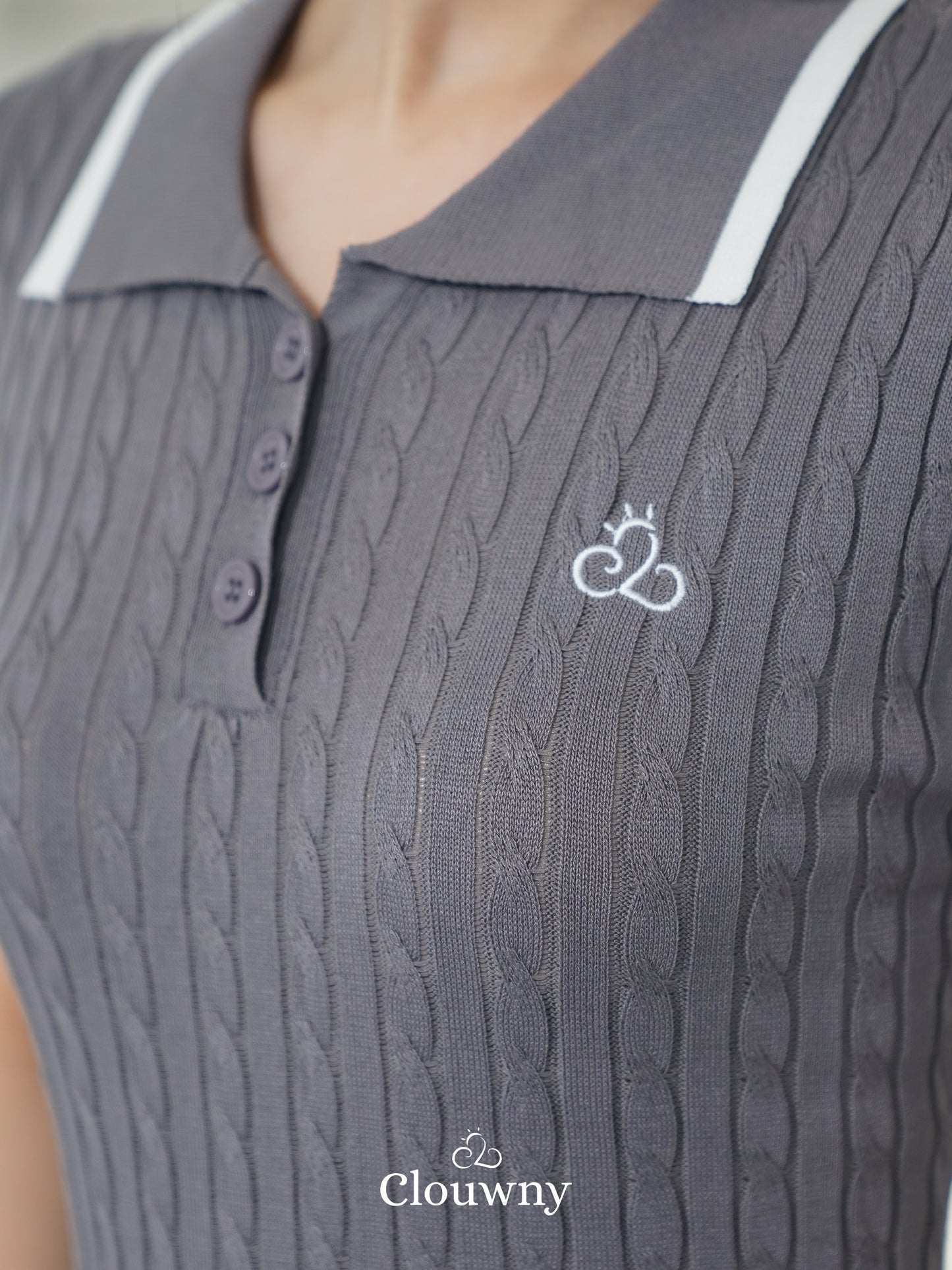 Quirk Polo Knit Dress - Grey
