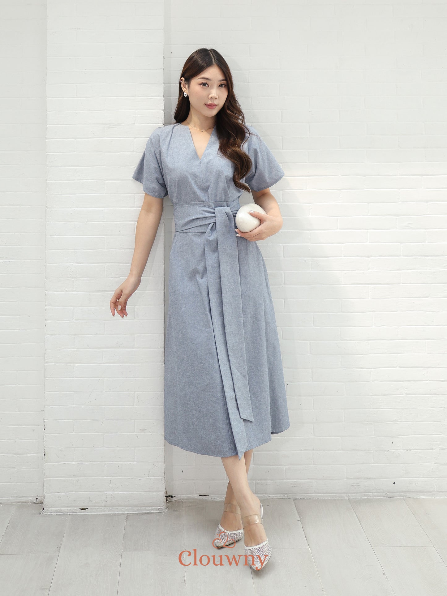 Cava Obi Kimono V-Dress - Blue