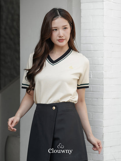 Mesi Vneck Knit Top - Cream