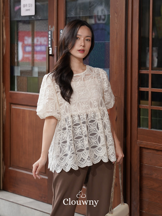Ayaka Lace Blouse - Cream