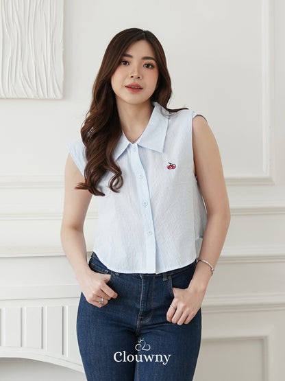 Abigail Cotton Blouse - Blue