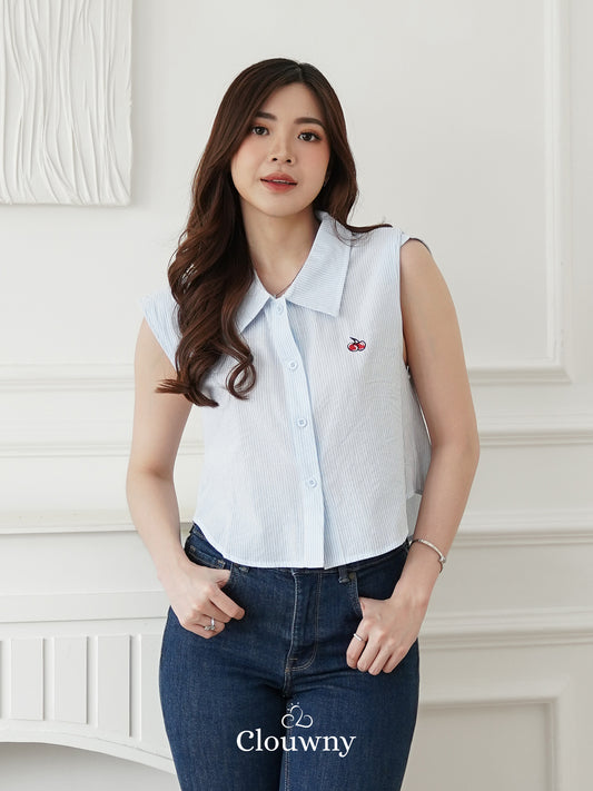 Abigail Cotton Blouse - Blue