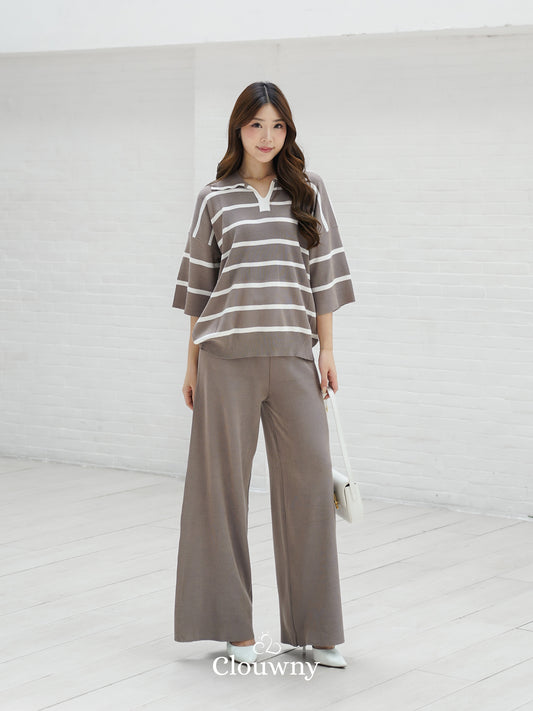 Set Garis-Garis Natasya - Krem