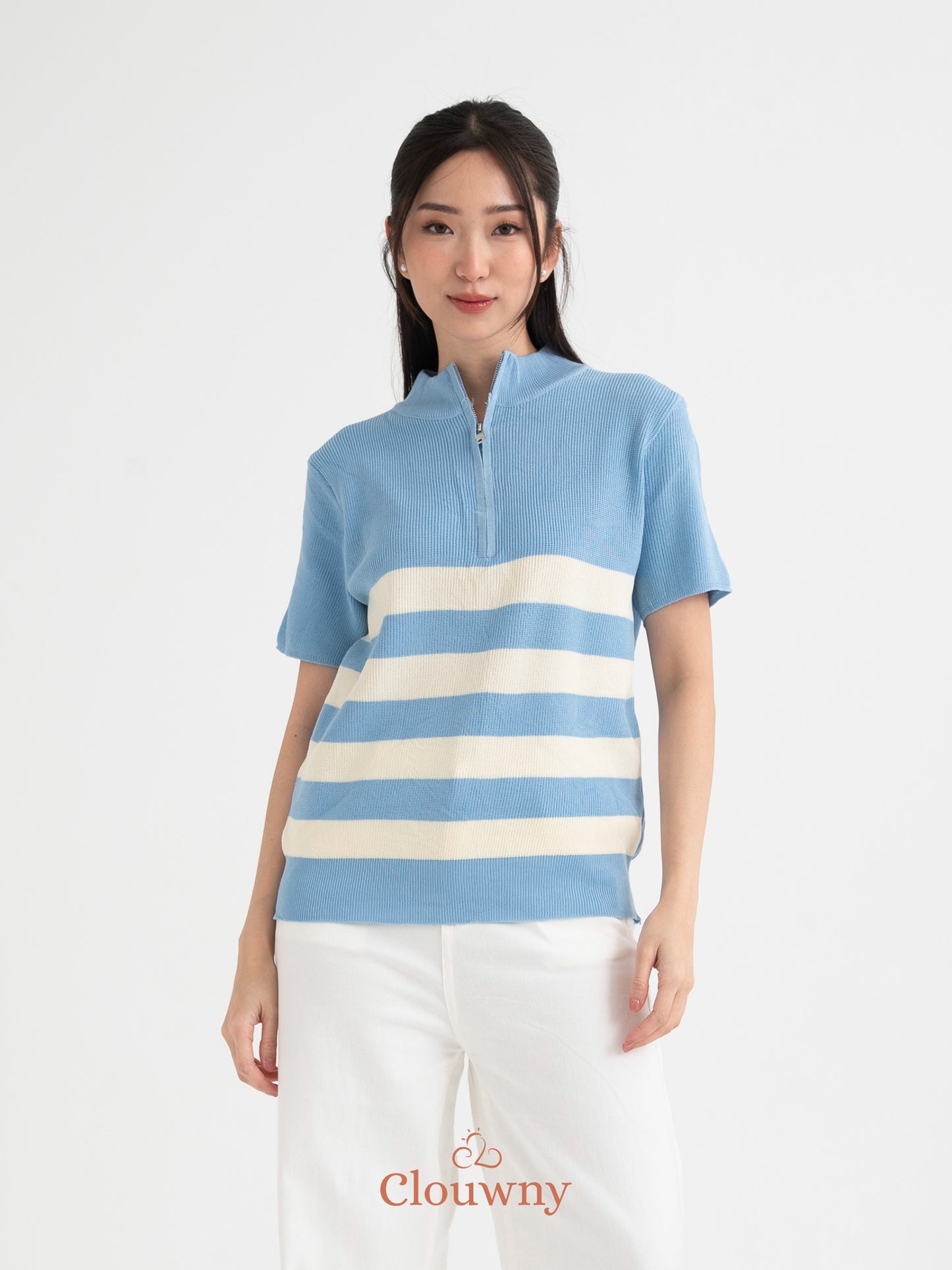 Smith Zipper Top - Sky Blue