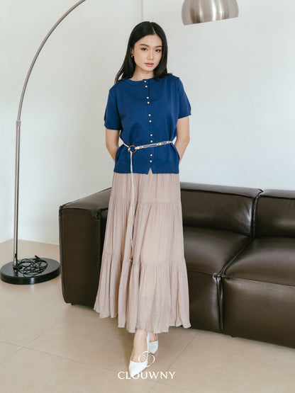 Summer Maxi Linen Skirt - Khaki