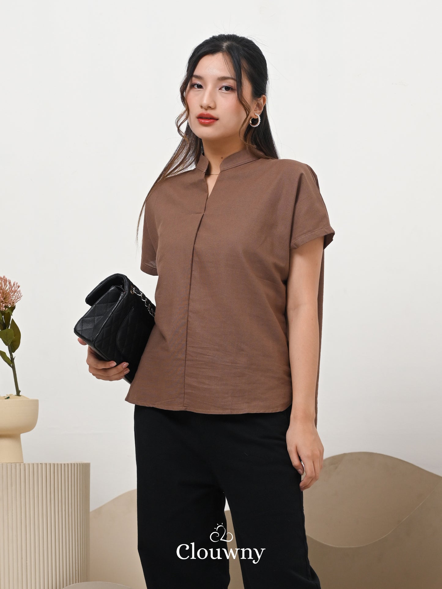 Marfie Loose Blouse Top - Coffee