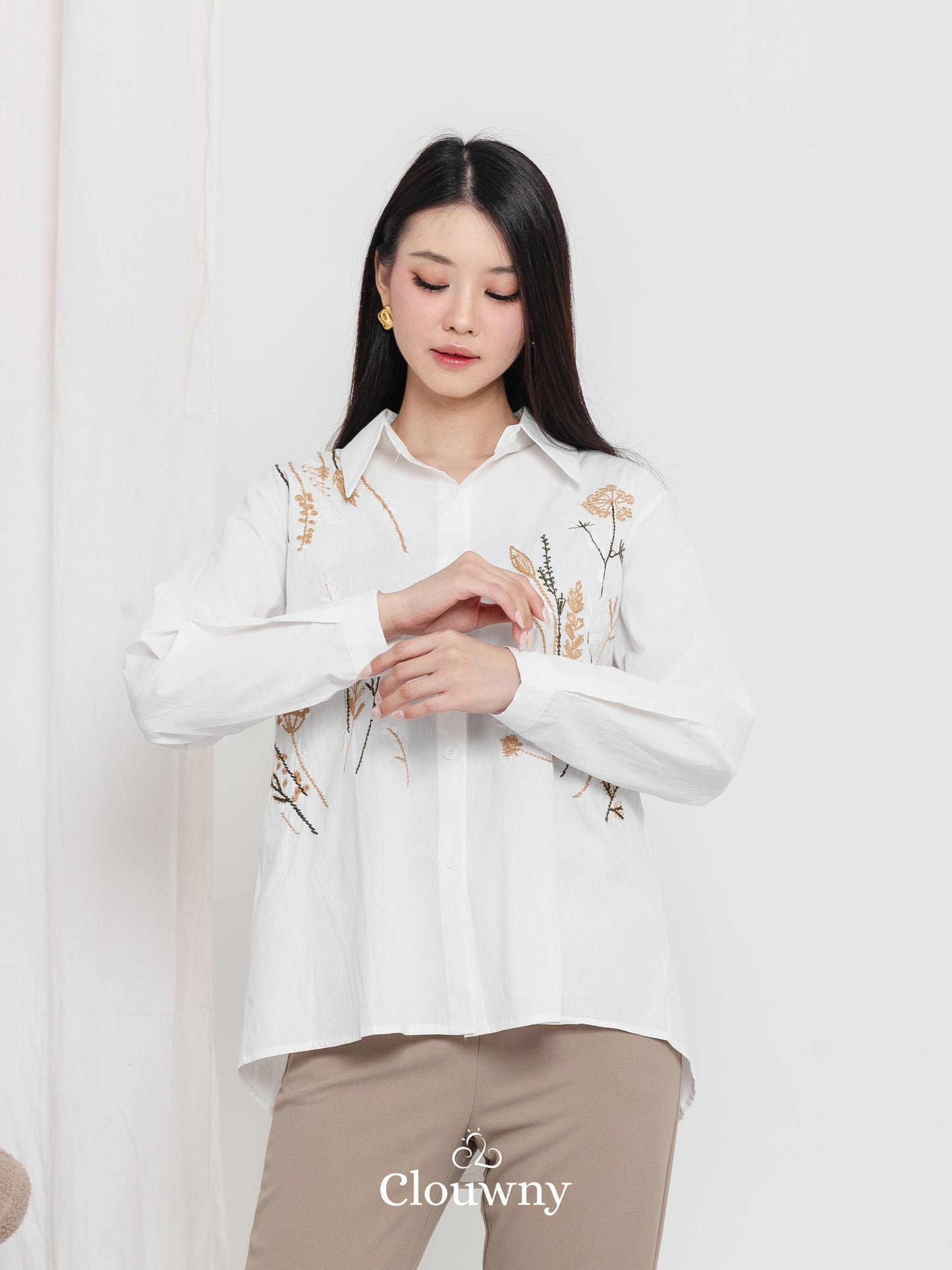 Katerin Flower Shirt - White