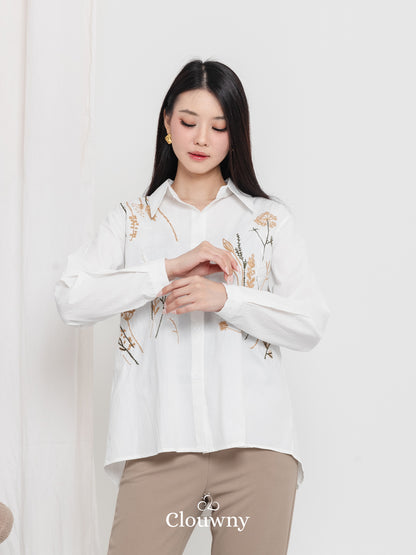 Katerin Flower Shirt - White