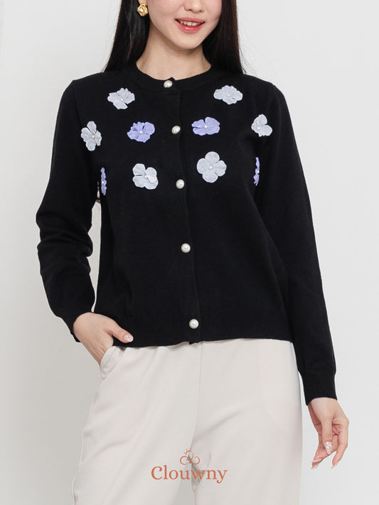 Oxa Button Knit Cardigan - Black
