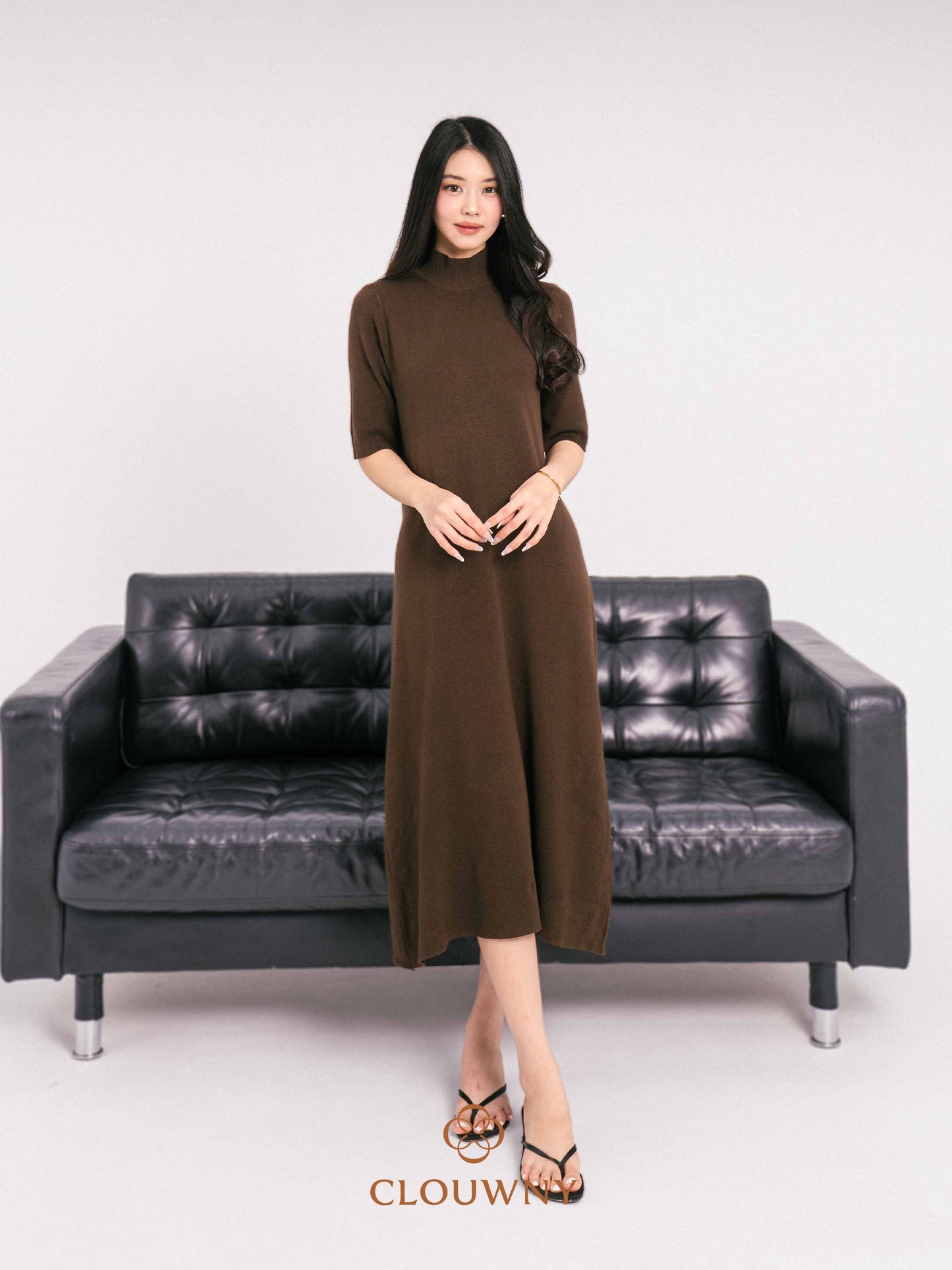 Mirage Turtle Knit Dress - Coffee