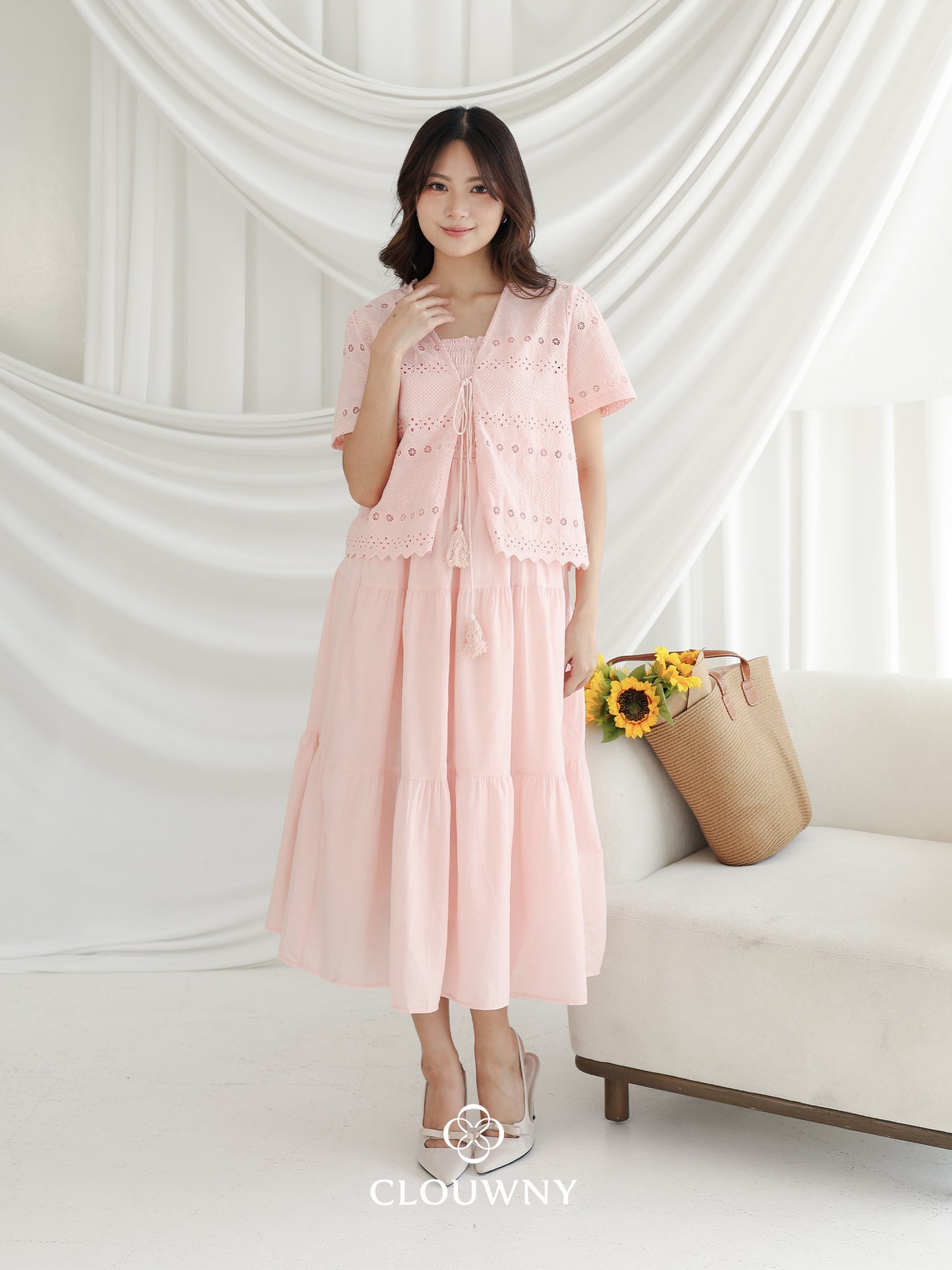 Silca Rubber Broderie Dress - Pink