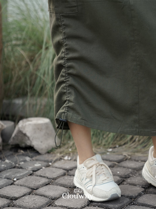 Dex Cargo Denim Skirt - Army