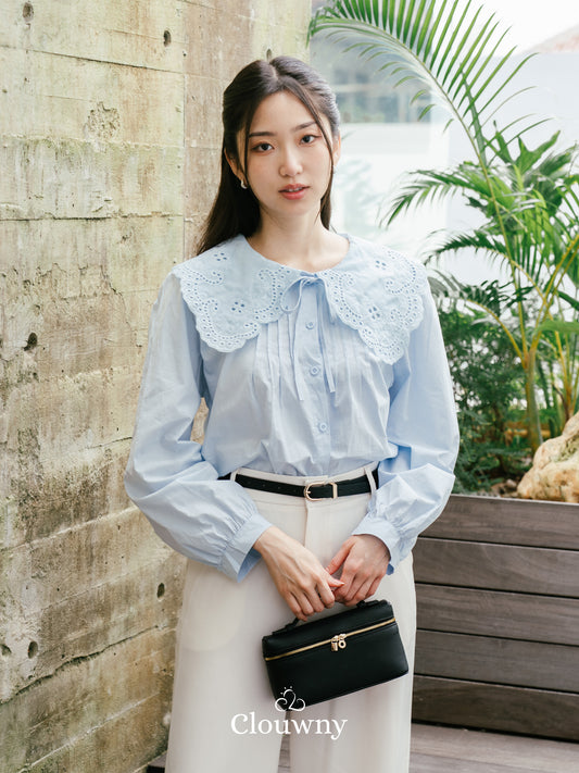 Patsy Lace Button Blouse - Blue