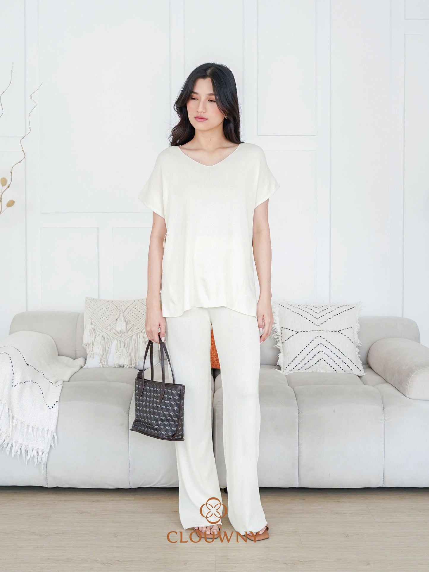 Kala Vneck Knit Set - Broken White
