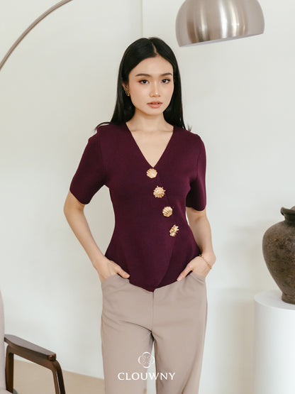 Solea Asymmetric Button Top - Magenta