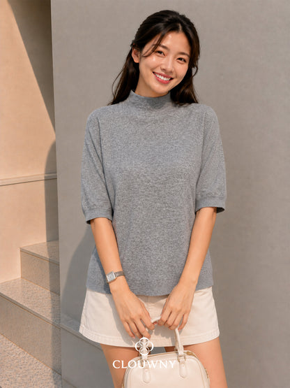 West Round Knit Top - Misty Grey