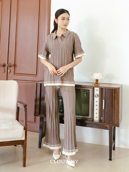 Aureli Collar Knit Set - Beige