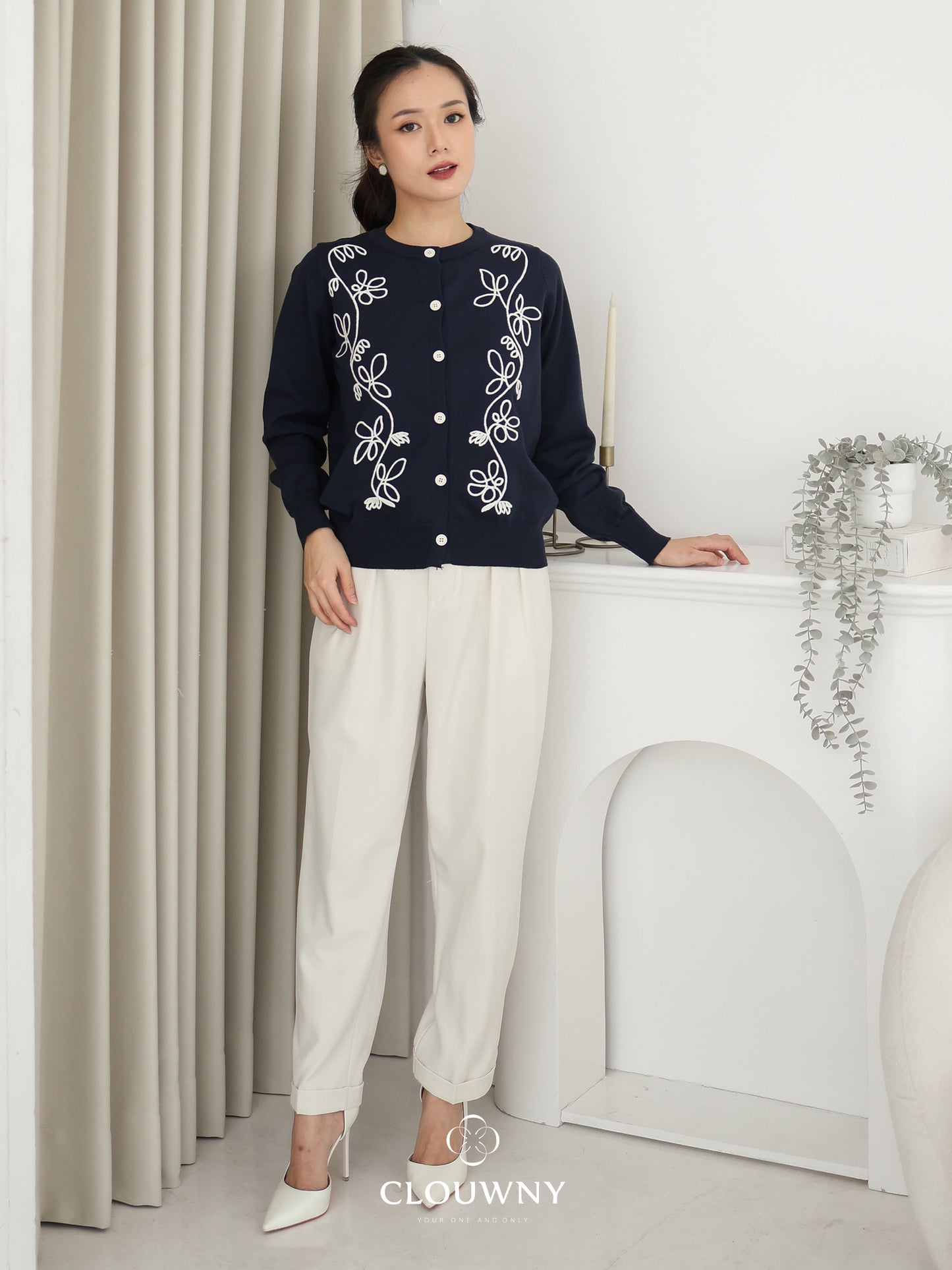 Brinda Button Cardigan - Navy