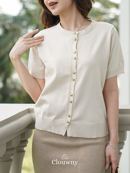 Rizel Double Button Top - Cream