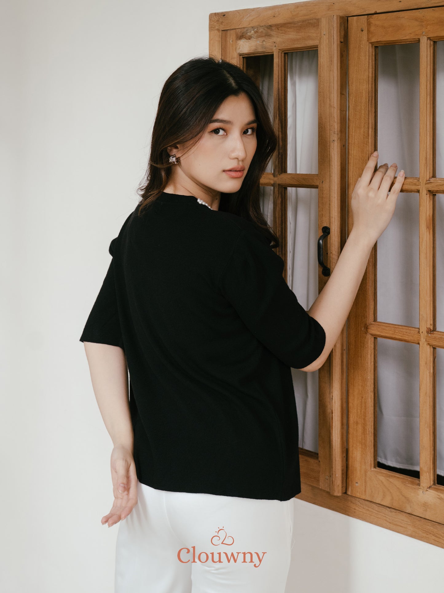 Itza Pearl Knit Top - Black
