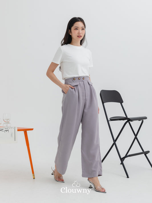 Quin Three Button Pants - Light Grey