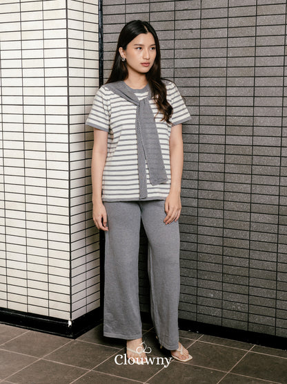 Crystal Scarf Knit Set - Grey