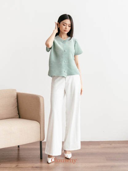 Arya Basic Pleats Top - Sage Green