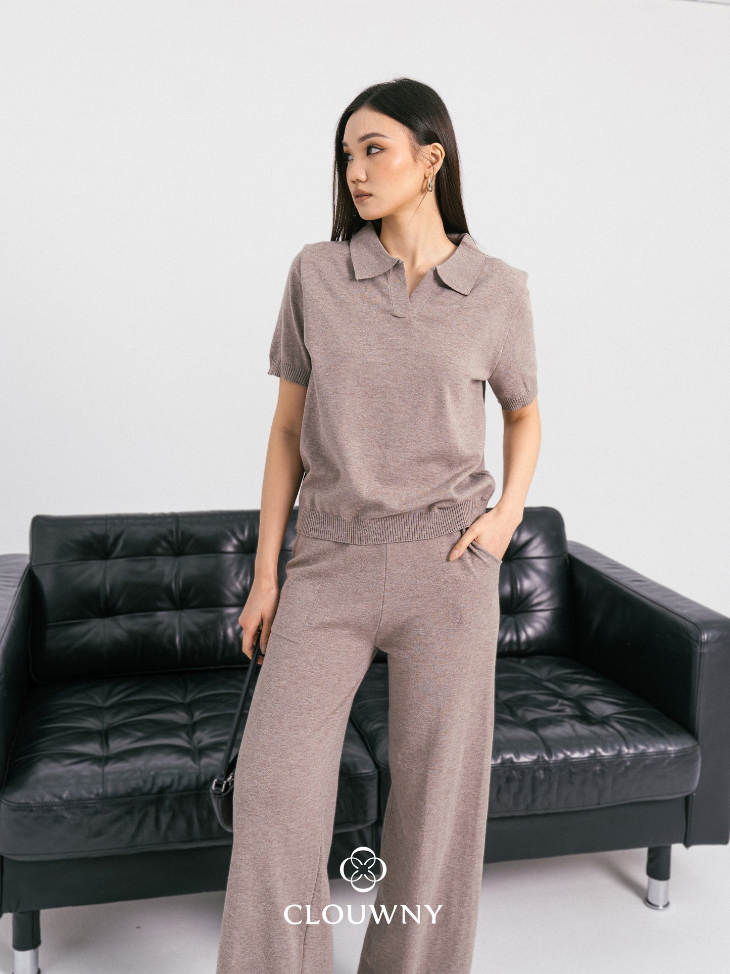 Bethani Collar Knit Set - Beige