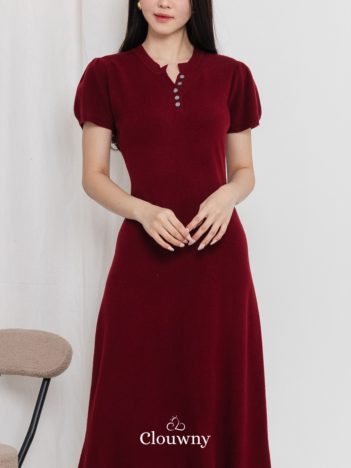 Konsta Knit Dress - Maroon