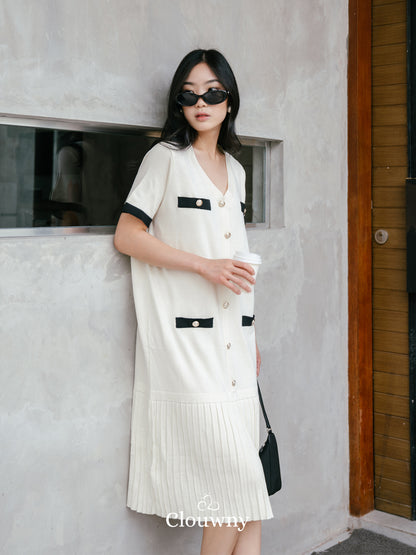 Sherra Button Knit Dress - Cream