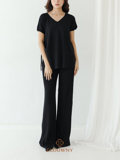 Kala Vneck Knit Set - Black