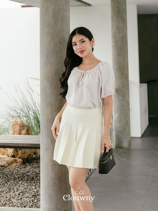 Imo Bow Cotton Blouse - Lilac
