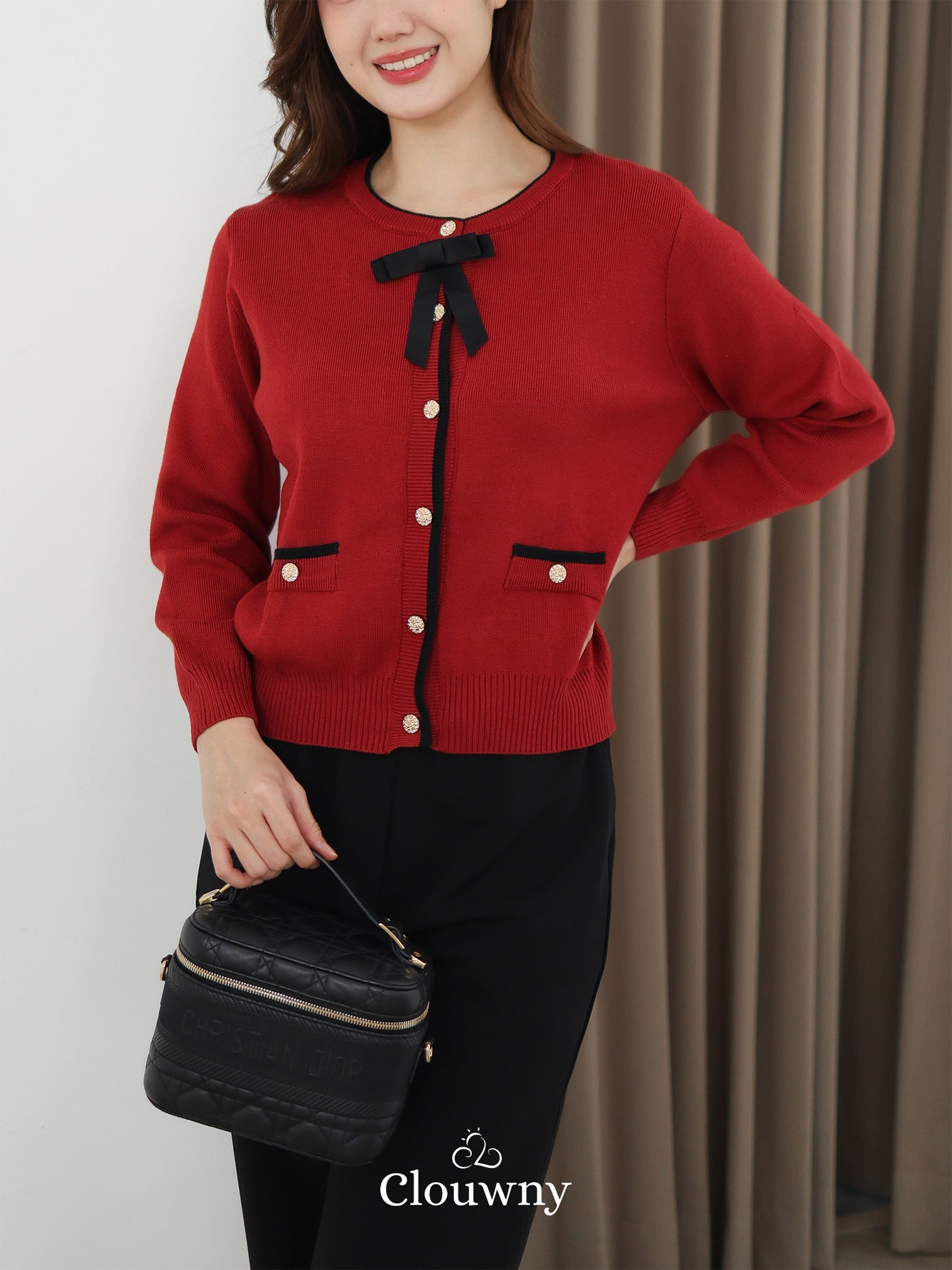 Fedora Button Knit Cardigan - Maroon