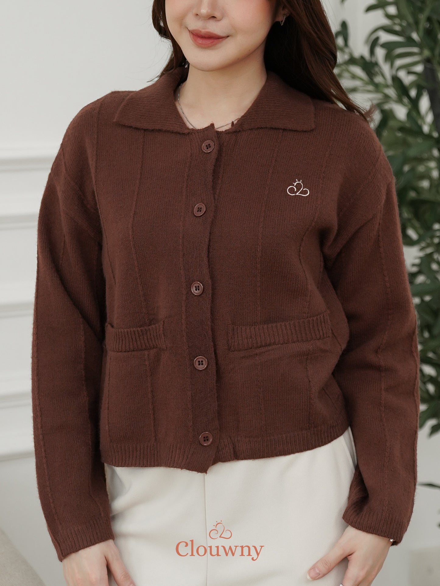 Gratia Pocket Knit Cardigan - Coffee