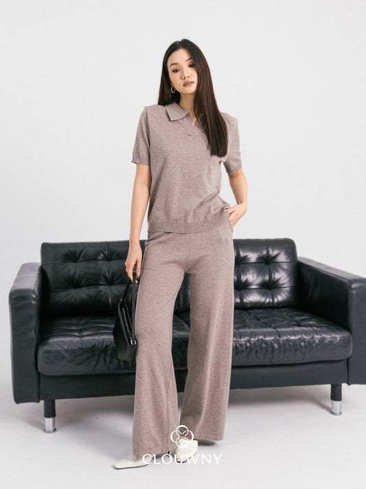 Bethani Collar Knit Set - Beige